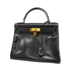 Hermes handbag Kelly 28 〇M engraved box calf black ladies