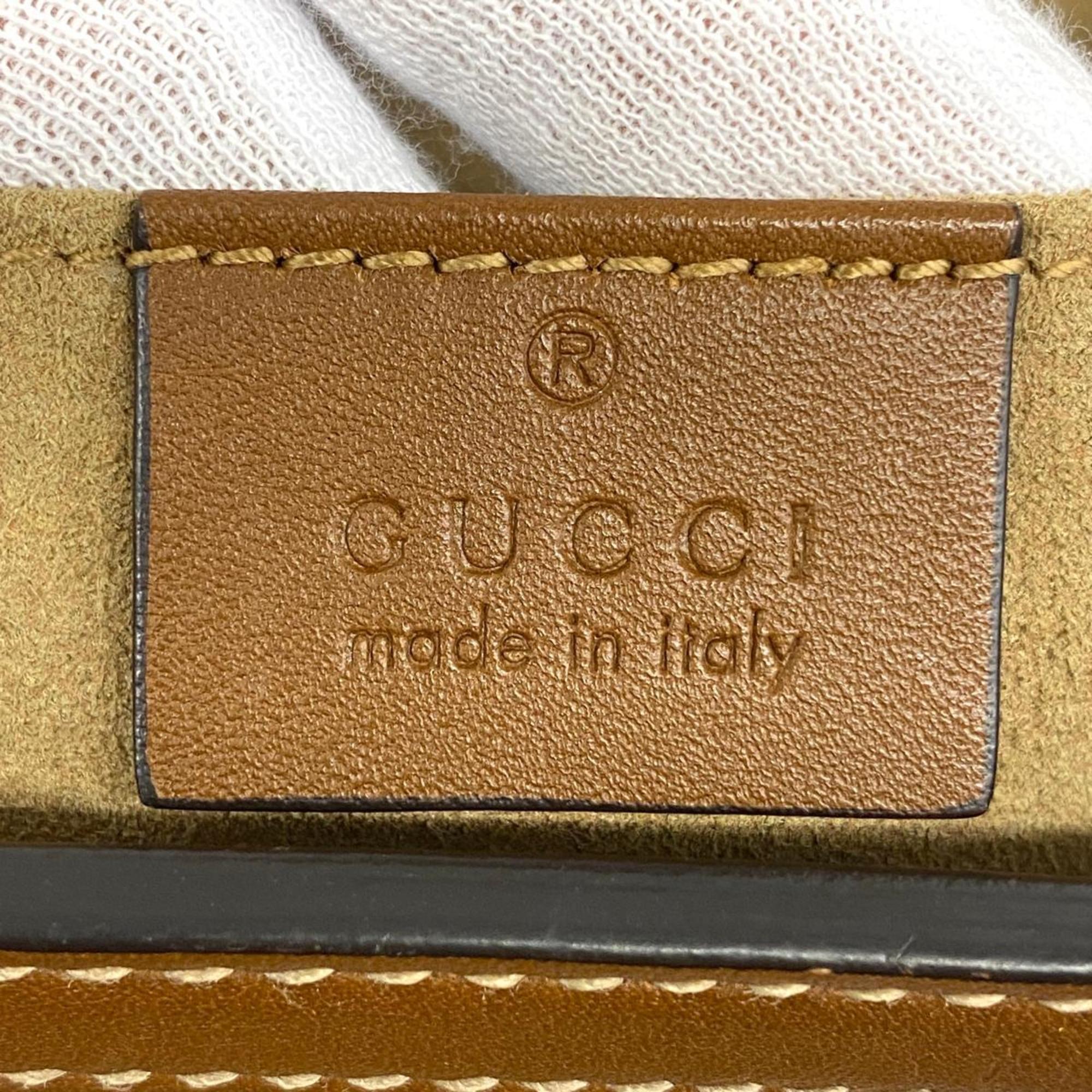 Gucci Shoulder Bag GG Supreme 498156 Leather Brown Women's