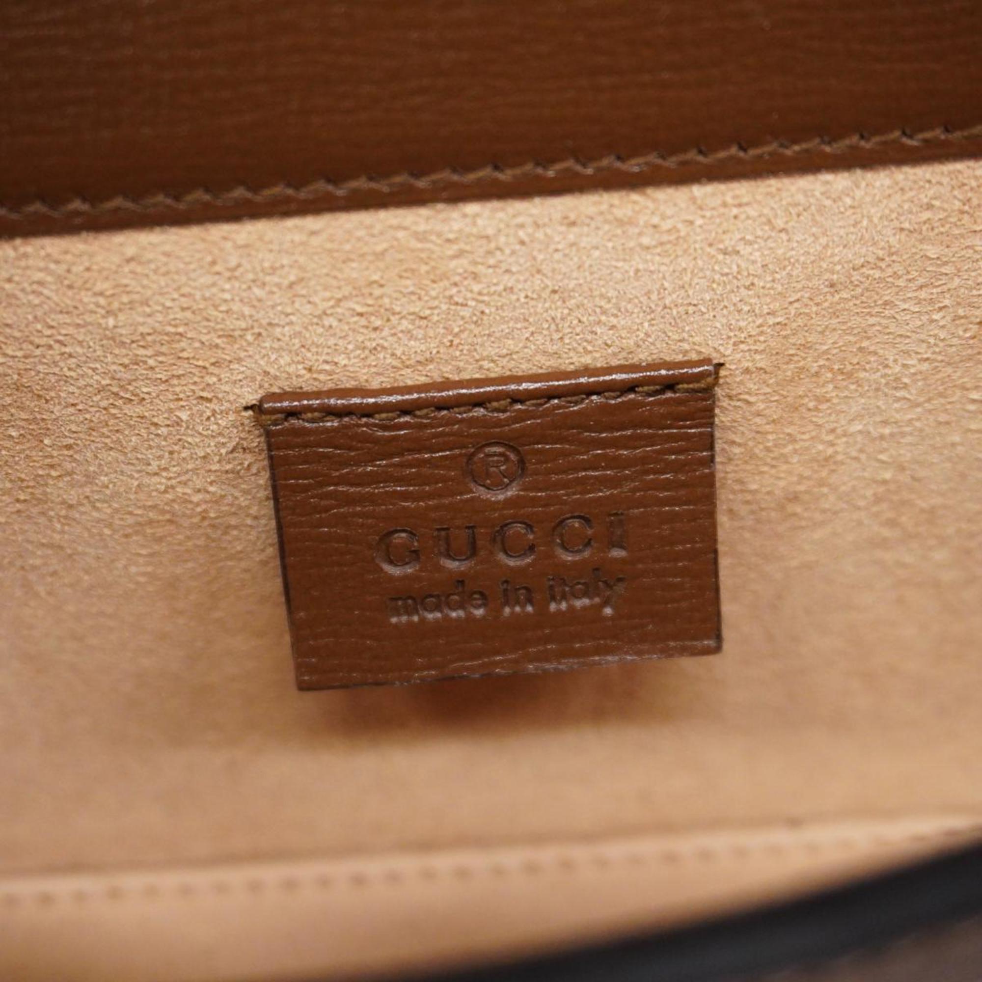 Gucci Shoulder Bag GG Supreme 699296 Leather Brown Women's