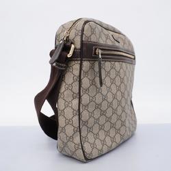Gucci Shoulder Bag GG Supreme 201448 Leather Brown Champagne Women's