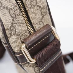 Gucci Shoulder Bag GG Supreme 201448 Leather Brown Champagne Women's
