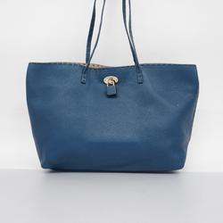 Fendi Tote Bag Selleria Carla Leather Blue Women's