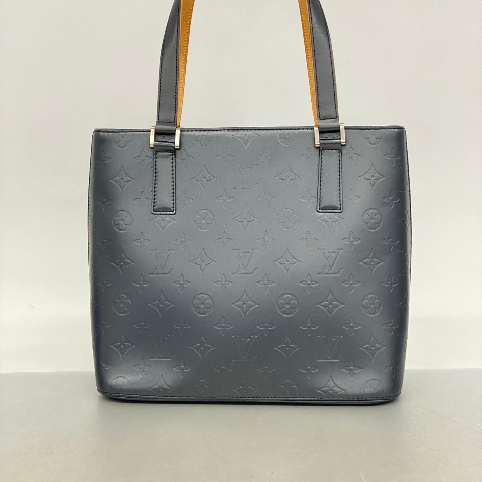 Louis Vuitton Tote Bag Monogram Matte Stockton M55115 Blue Ladies