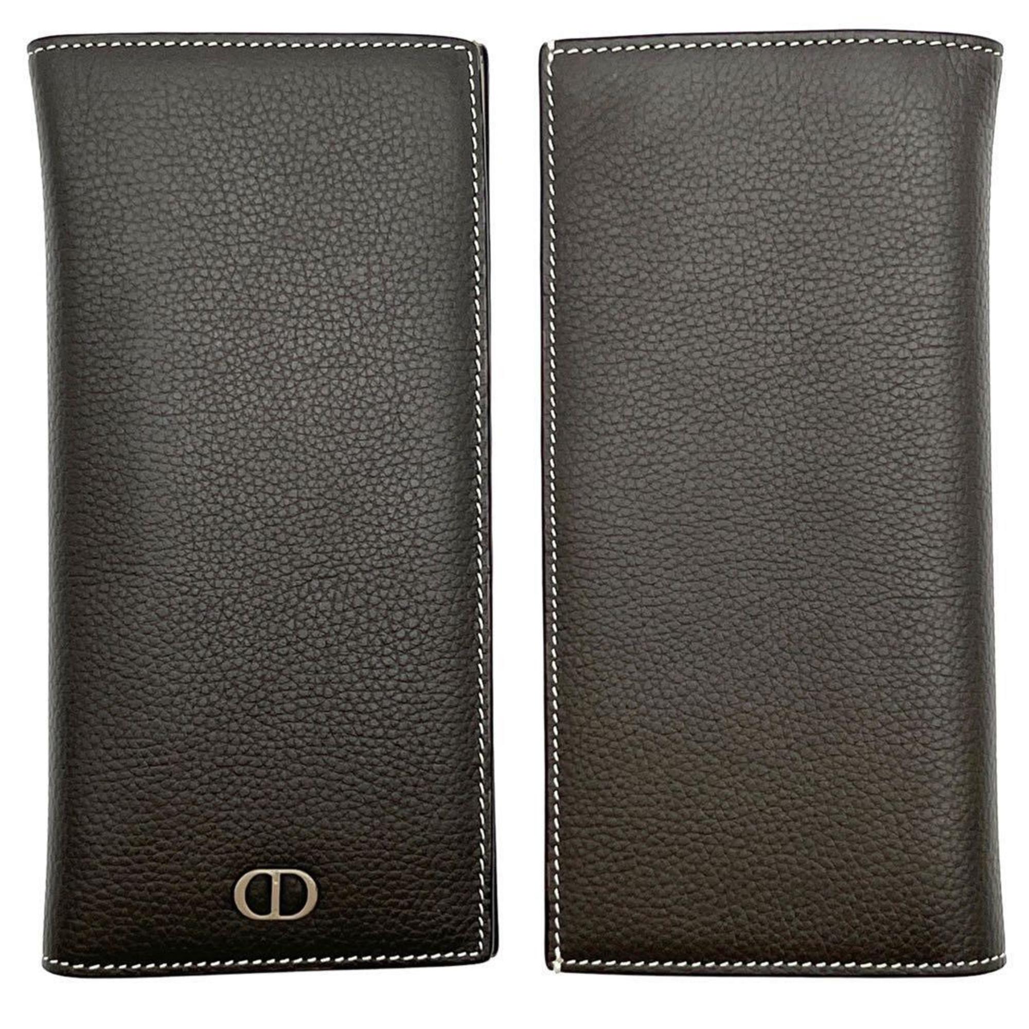 Christian Dior Dior Men's Wallet Long Vertical Leather Brown