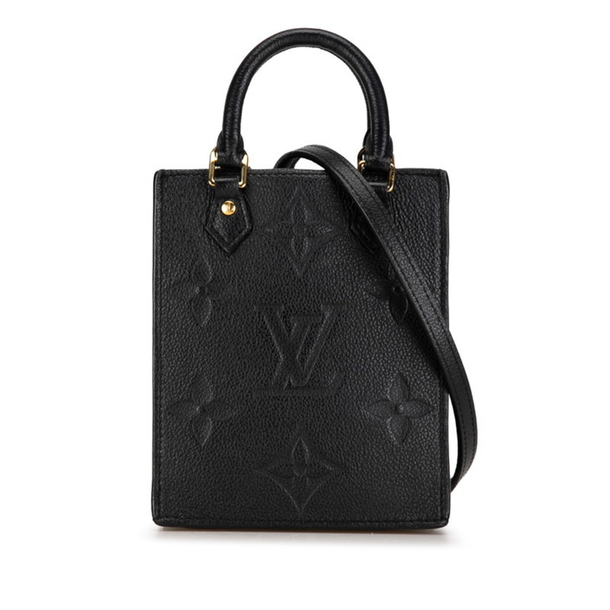 Louis Vuitton Monogram Empreinte Petite Sac Plat Handbag Shoulder Bag M81417 Noir Black Leather Women's LOUIS VUITTON