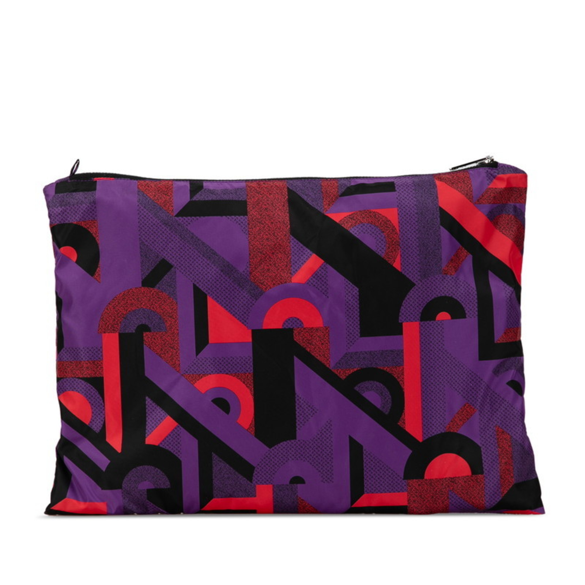 Prada Triangle Plate Clutch Bag Second Purple Multicolor Nylon Women's PRADA