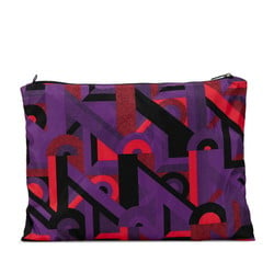 Prada Triangle Plate Clutch Bag Second Purple Multicolor Nylon Women's PRADA