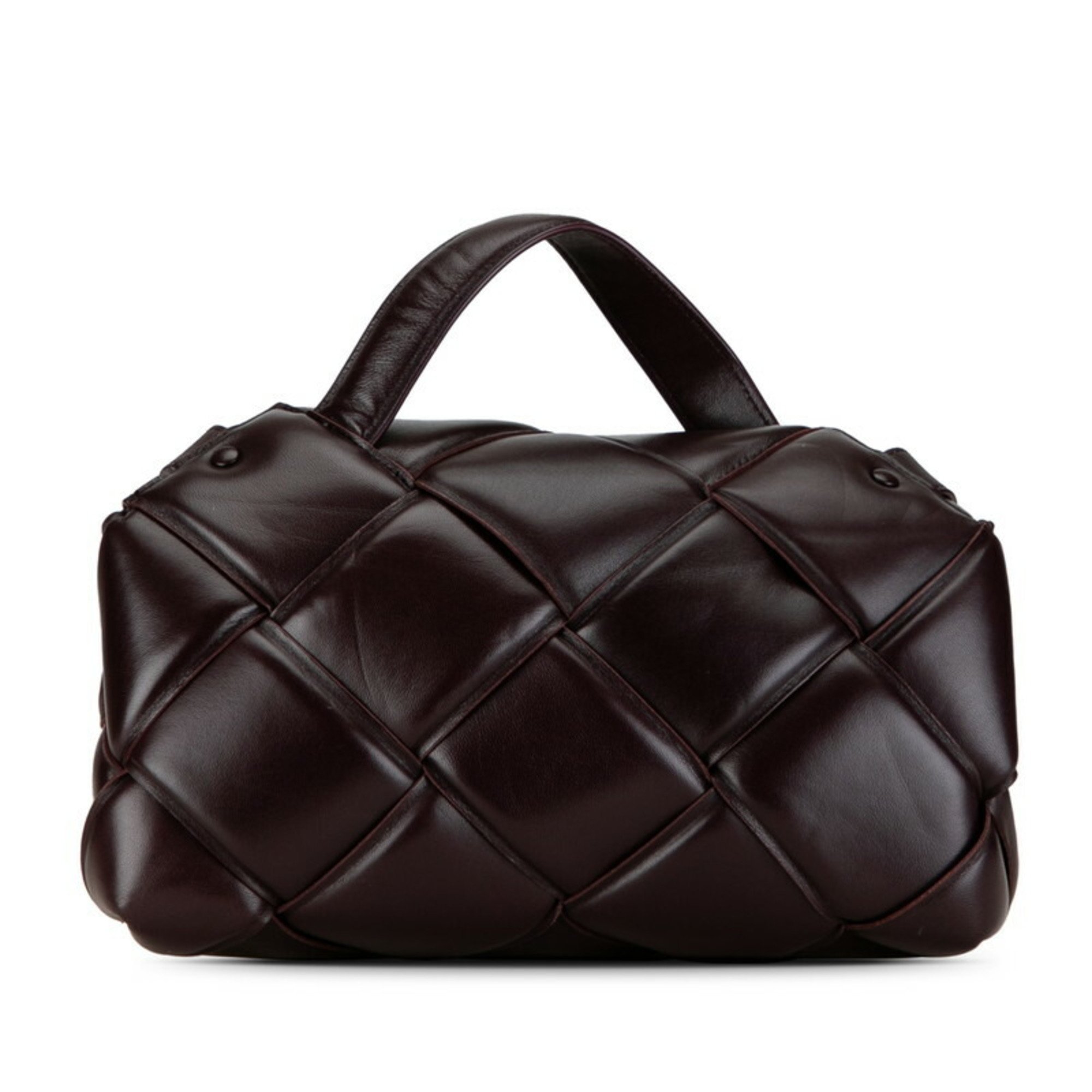Bottega Veneta Maxi Intrecciato Shoulder Bag Brown Purple Leather Women's BOTTEGAVENETA