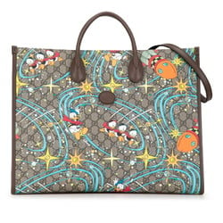 Gucci x Disney GG Supreme Donald Duck Tote Bag Shoulder 650037 Brown Multicolor PVC Leather Women's GUCCI