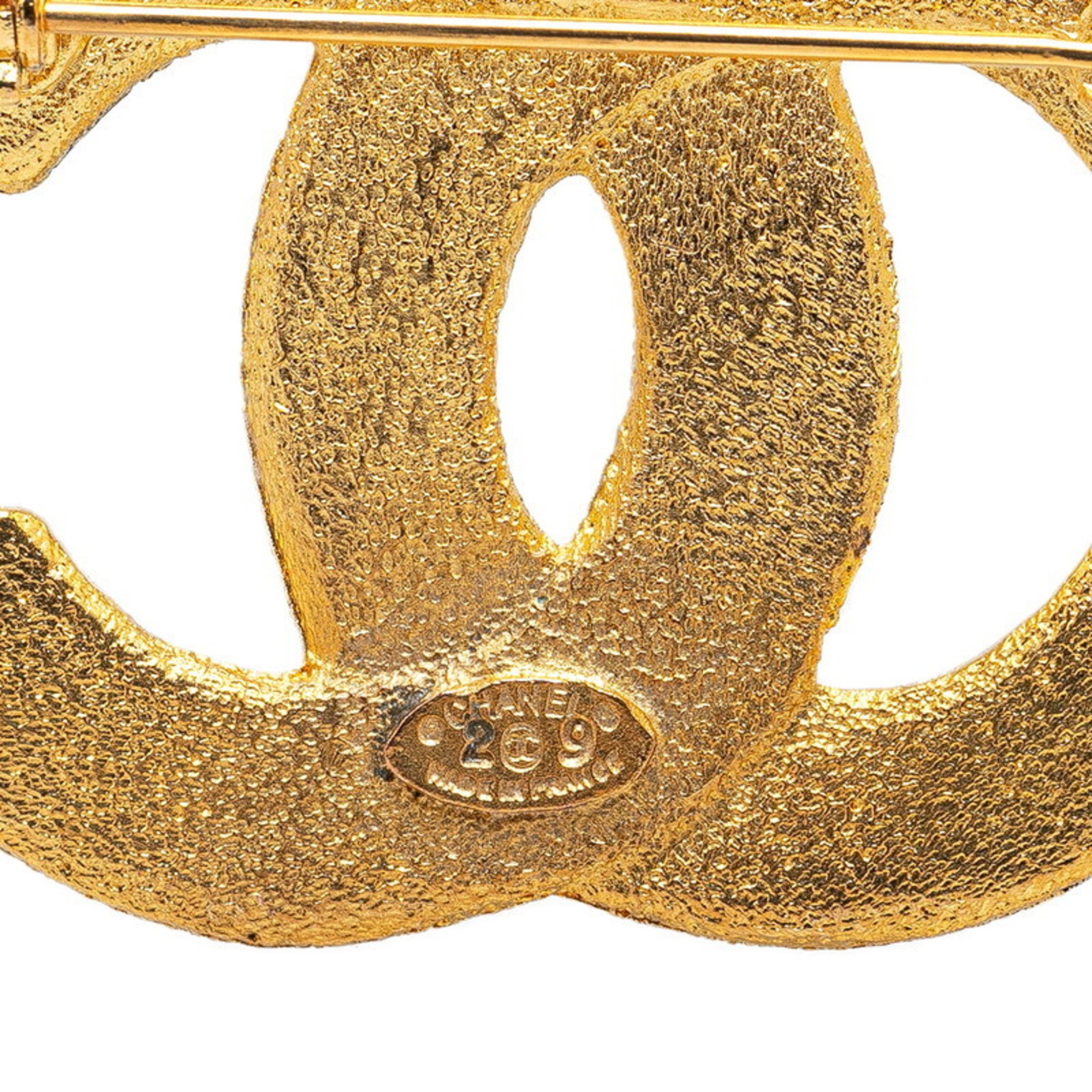 Chanel Coco Mark Brooch Gold Plated Women's CHANEL