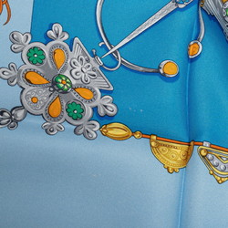 Hermes Carre 90 PARURES DES SABLES Desert Scarf Muffler Light Blue Multicolor Silk Women's HERMES