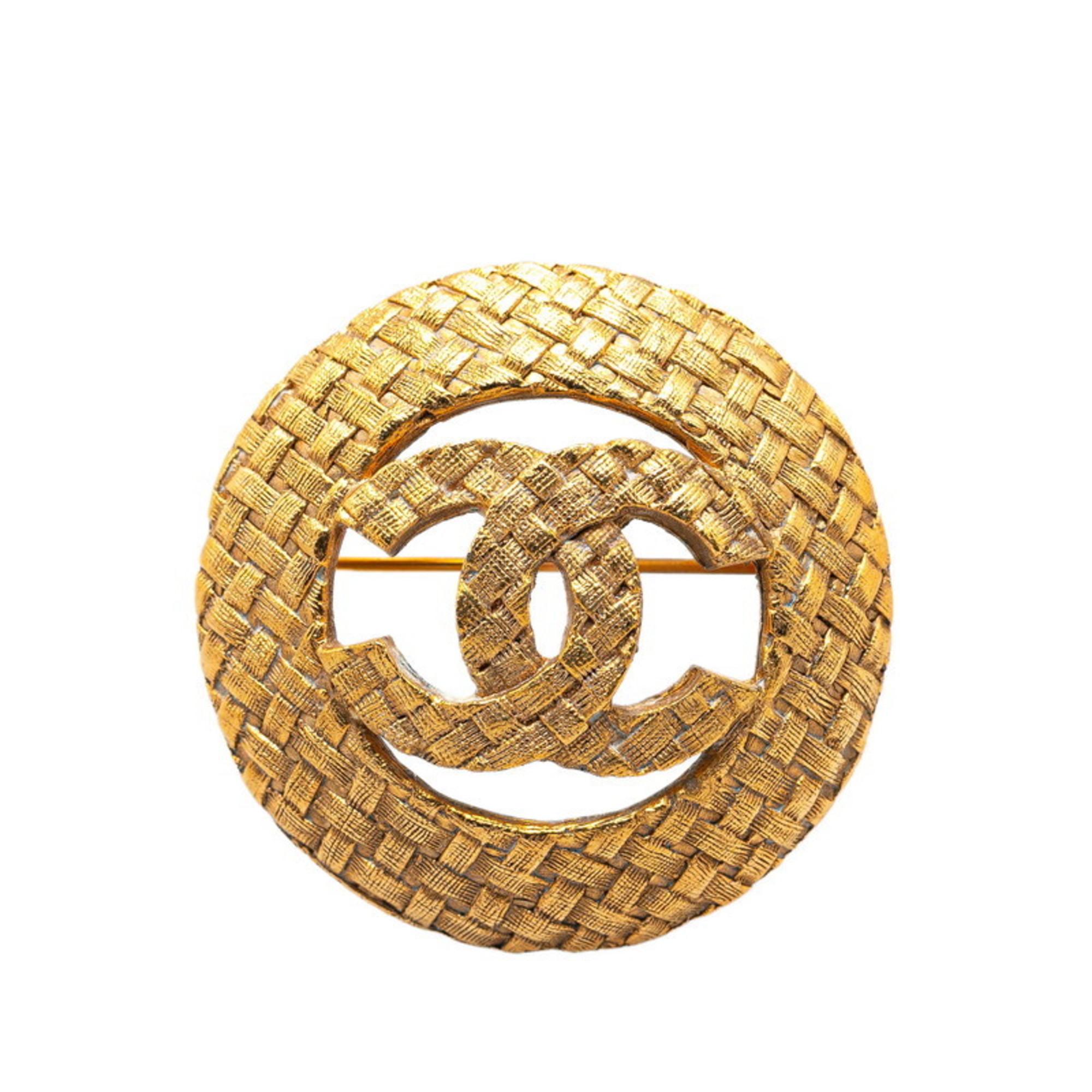 Chanel Coco Mark Brooch Gold Plated Women's CHANEL