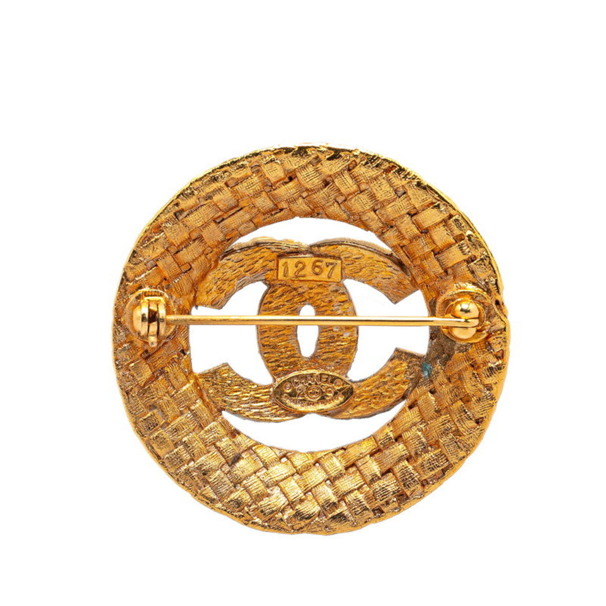 Chanel Coco Mark Brooch Gold Plated Women's CHANEL