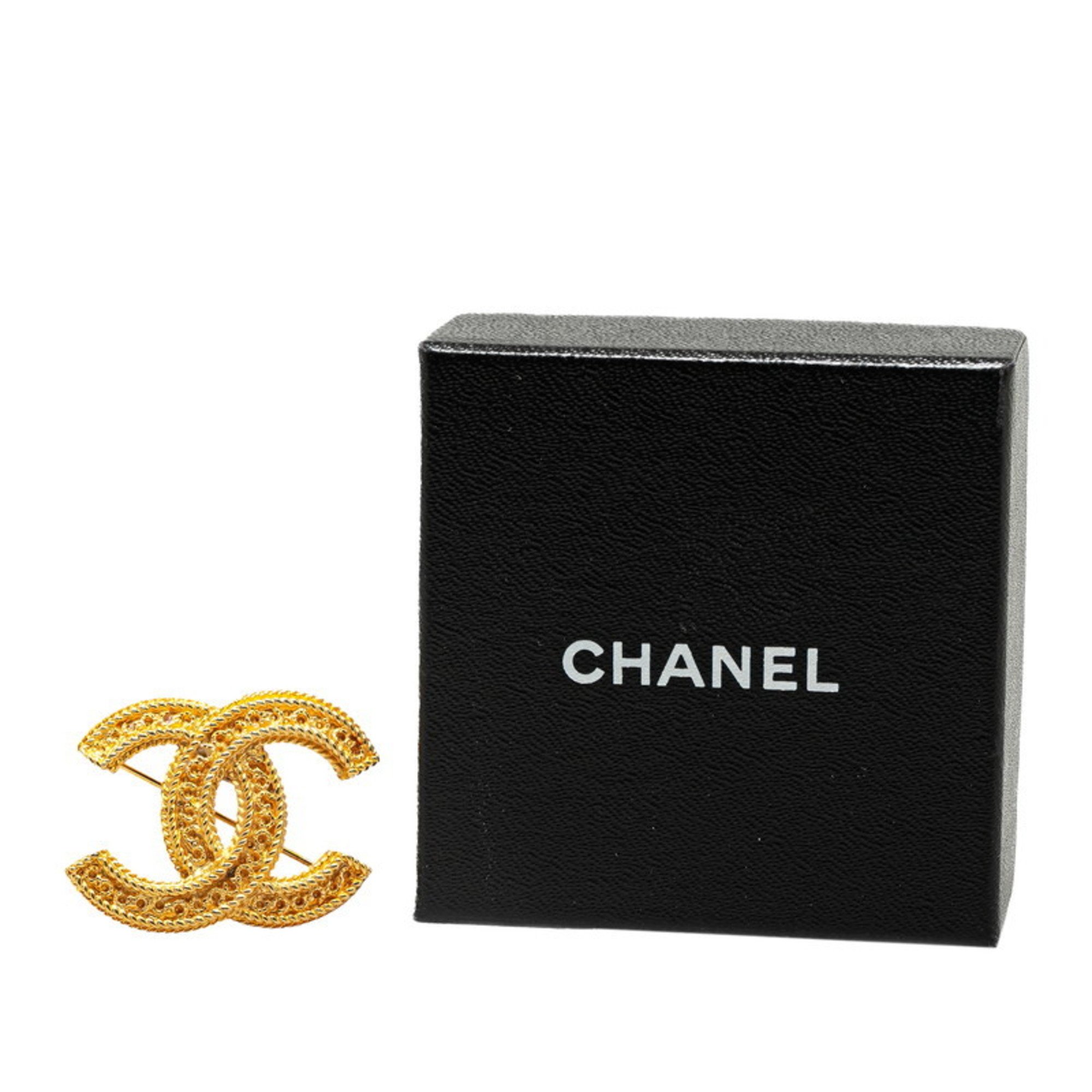 Chanel Coco Mark Brooch Gold Plated Women's CHANEL