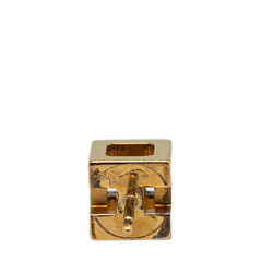 Hermes Cage d'Ache H Cube Earrings Gold Ivory Plated Women's HERMES