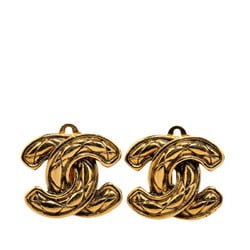 Chanel Matelasse Coco Mark Earrings Gold Plated Women's CHANEL