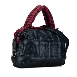 Chanel Coconege Doudoune embossed handbag shoulder bag navy pink nylon wool women's CHANEL