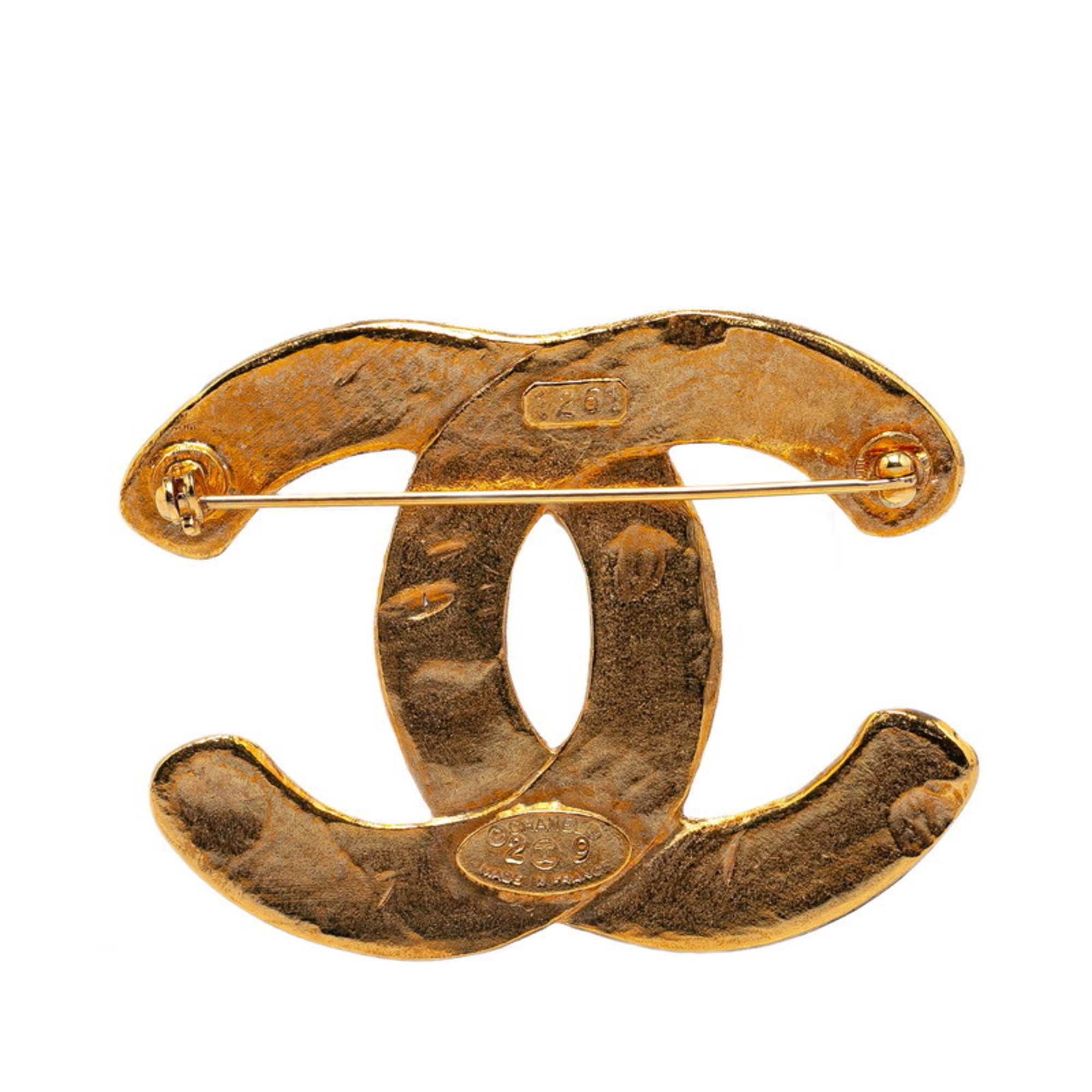 Chanel Coco Mark Brooch Gold Plated Women's CHANEL