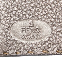 FENDI Selleria Long Wallet Bi-fold 8M0144 Grey Leather Women's