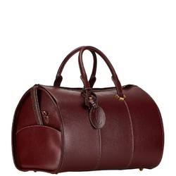 Cartier Must Line Boston Bag Shoulder Bordeaux Wine Red Leather Women's CARTIER