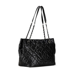 CHANEL Matelasse Deca Coco Mark Chain Shoulder Bag Black Caviar Skin Women's