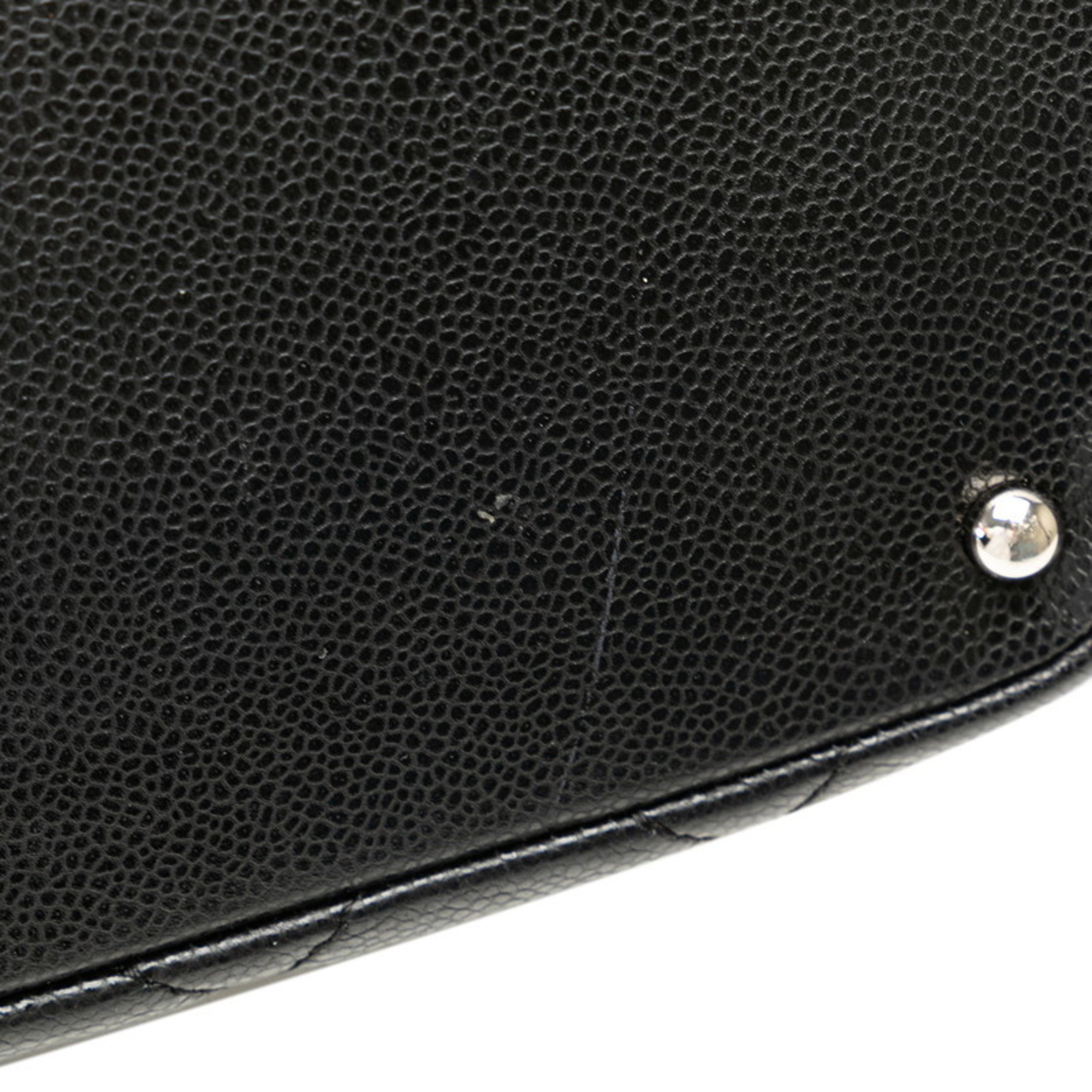 CHANEL Matelasse Deca Coco Mark Chain Shoulder Bag Black Caviar Skin Women's