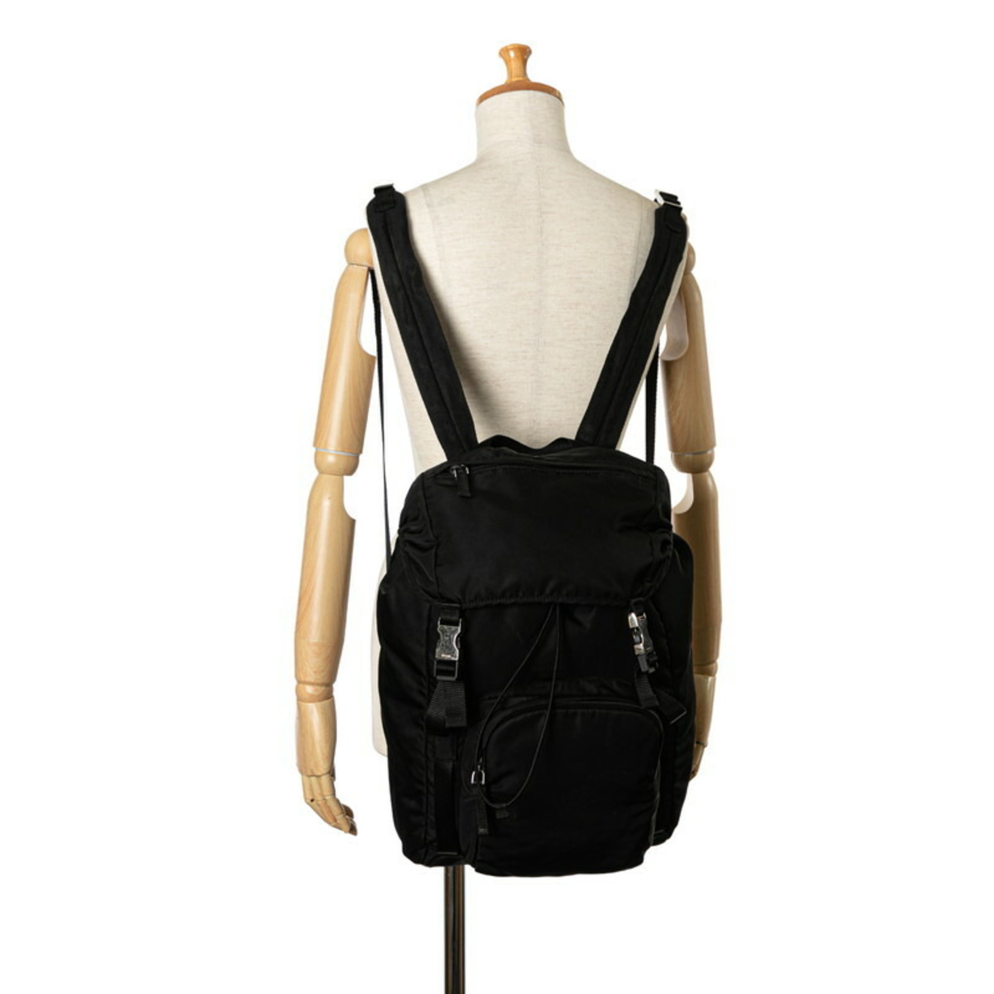Prada Triangle Plate Backpack V135 Black Nylon Women's PRADA