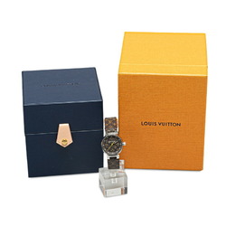 Louis Vuitton Monogram Tambour Canvas Strap M Watch R15231 Automatic Brown Dial PVC Leather Women's LOUIS VUITTON