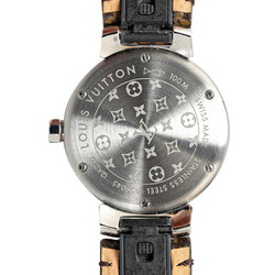 Louis Vuitton Monogram Tambour Canvas Strap M Watch R15231 Automatic Brown Dial PVC Leather Women's LOUIS VUITTON