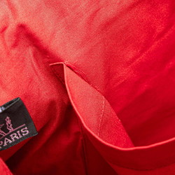 Hermes Amedaba Cabado Poche Tote Bag Shoulder Red Brown Canvas Leather Women's HERMES