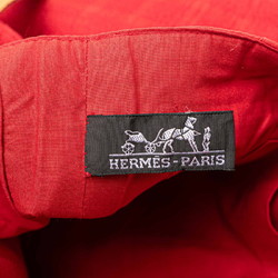 Hermes Amedaba Cabado Poche Tote Bag Shoulder Red Brown Canvas Leather Women's HERMES