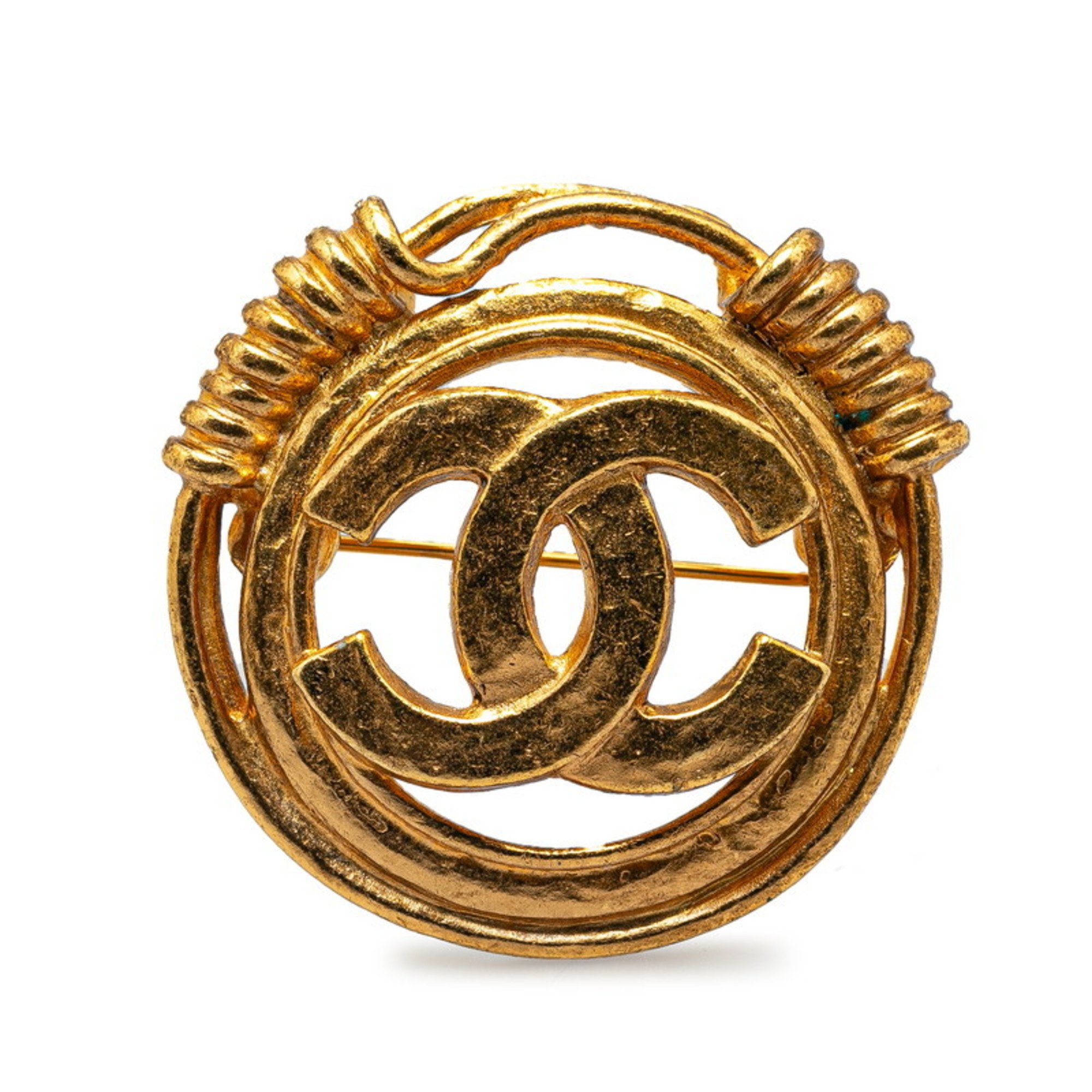 Chanel Coco Mark Brooch Gold Plated Women's CHANEL