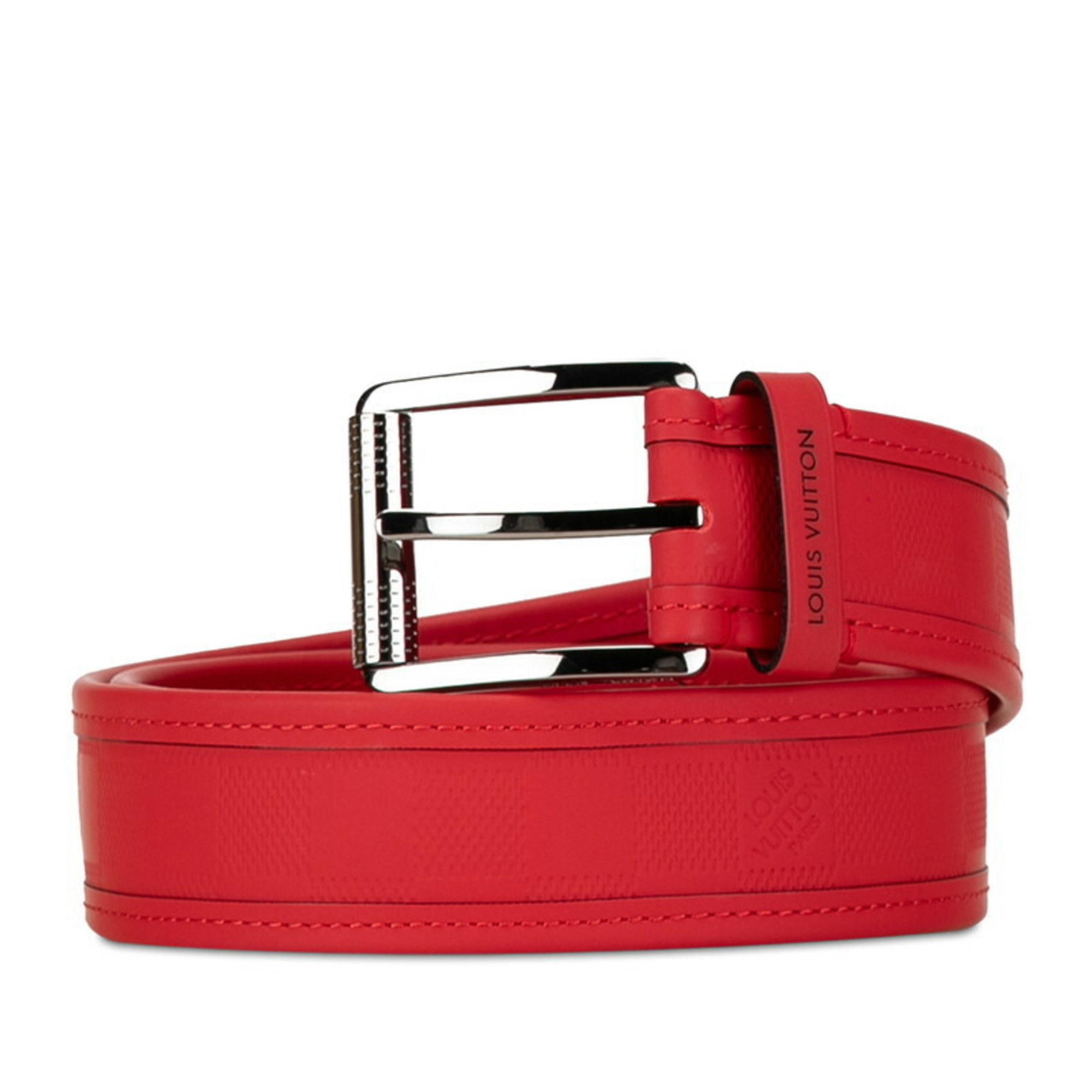 Louis Vuitton Damier Infinie Santur Stamp Belt 90/36 M9122 Red Rubber Women's LOUIS VUITTON