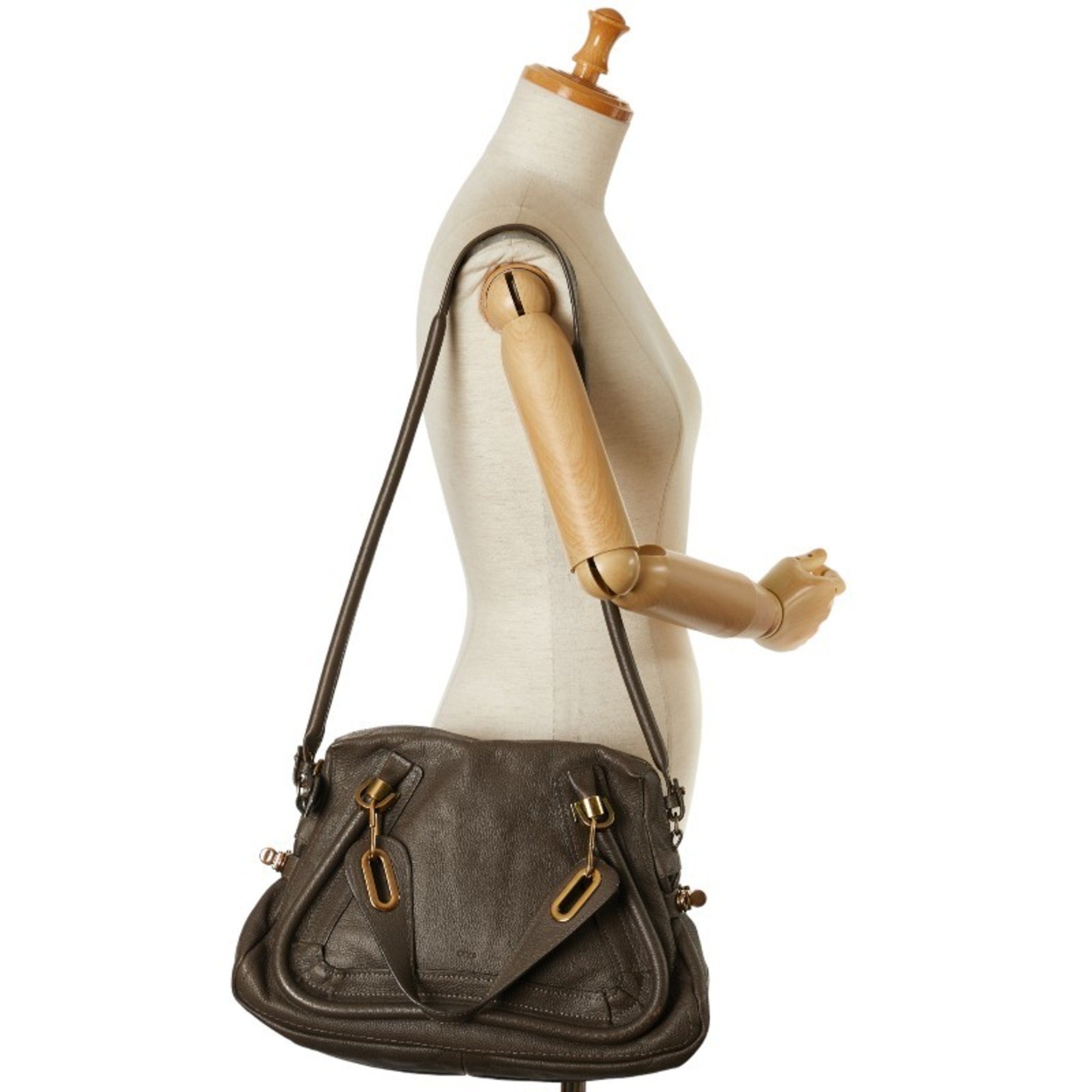Chloé Chloe Paraty Handbag Shoulder Bag 8HS891-043 Brown Leather Women's