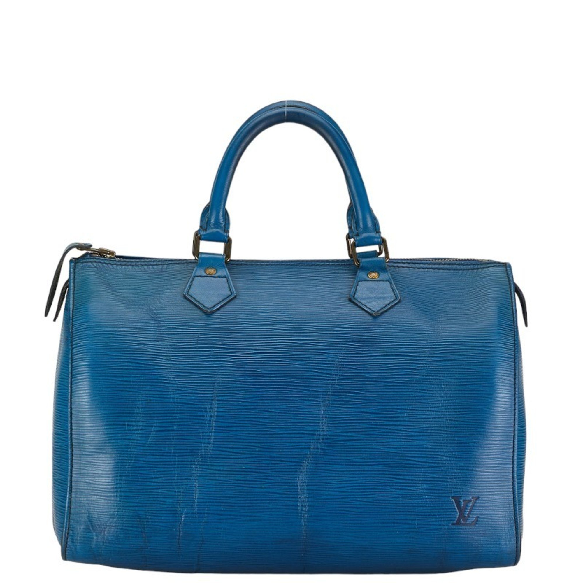 Louis Vuitton Epi Speedy 30 Handbag Boston Bag M43005 Toledo Blue Leather Women's LOUIS VUITTON
