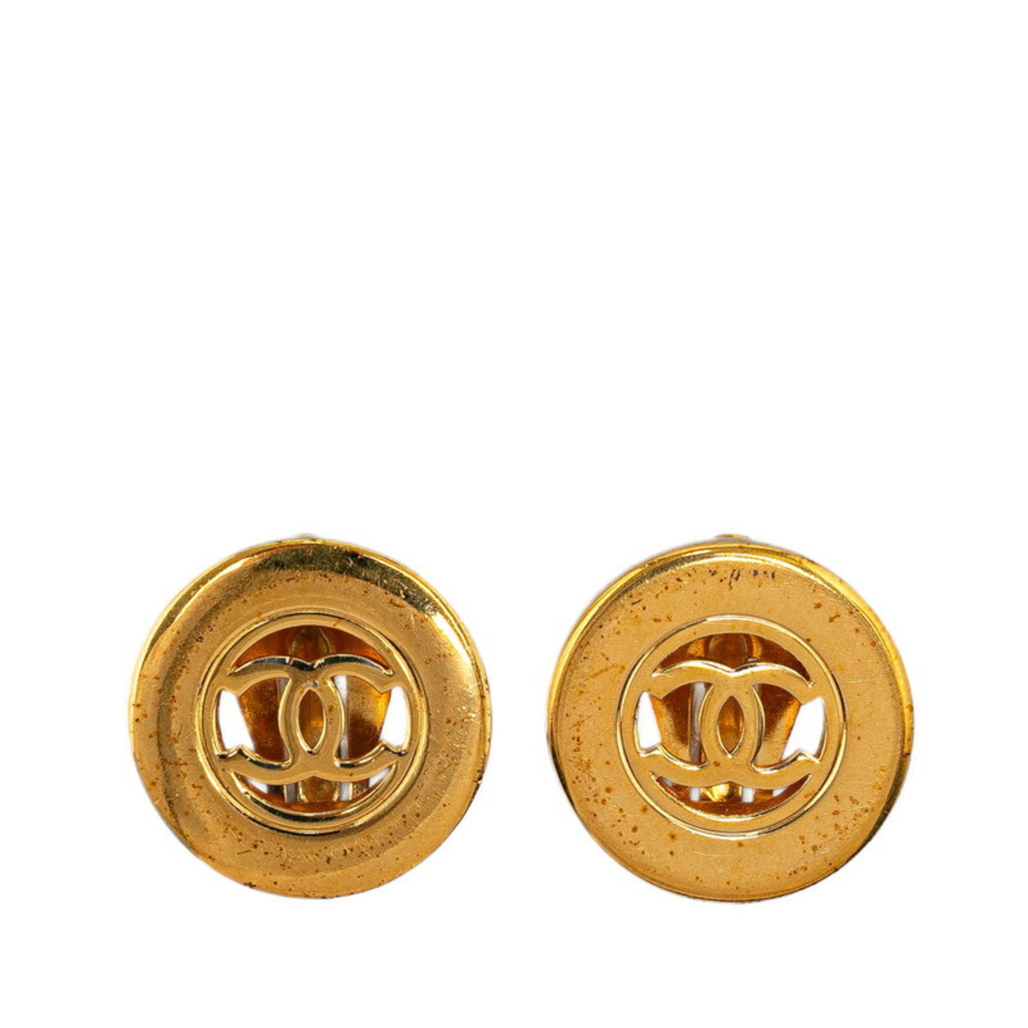 Chanel Coco Mark Earrings Gold Plated Women's CHANEL