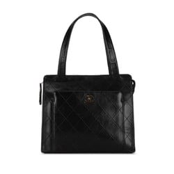 Chanel Matelasse Coco Mark Handbag Tote Bag Black Leather Women's CHANEL