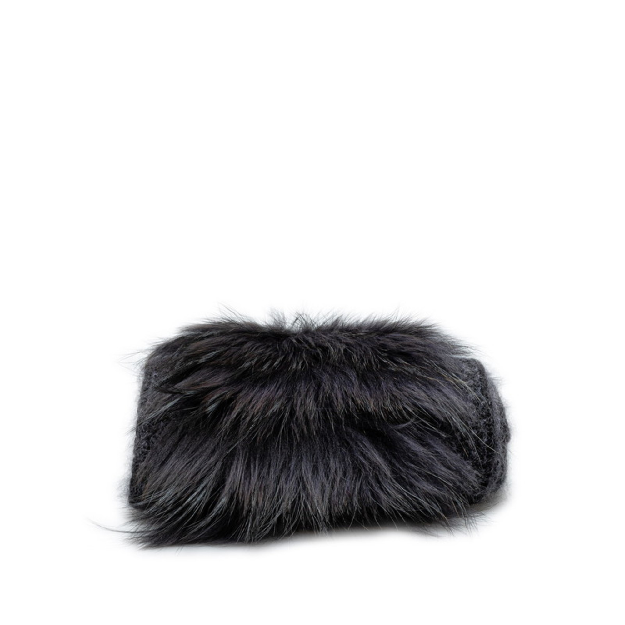 Louis Vuitton Echarpe Elena Scarf M75091 Black Grey Wool Fur Silk Women's LOUIS VUITTON