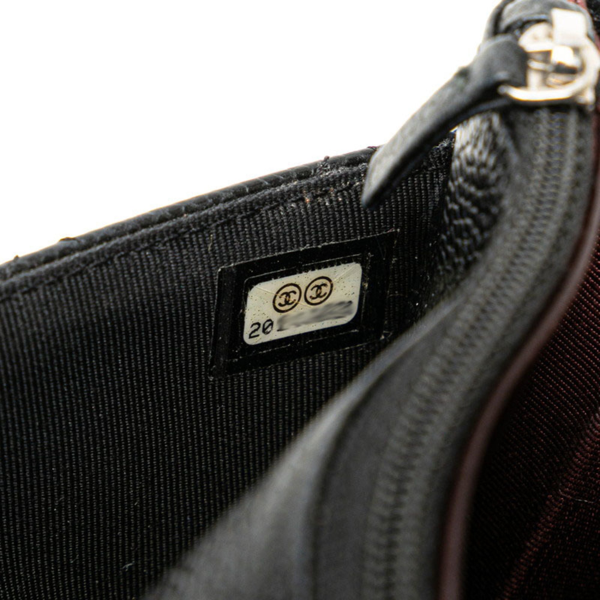 Chanel Matelasse Chain Wallet Shoulder Bag Long Black Caviar Skin Women's CHANEL
