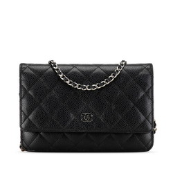 Chanel Matelasse Chain Wallet Shoulder Bag Long Black Caviar Skin Women's CHANEL