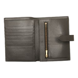 CELINE Large Strap Wallet Long Grey Leather Women's