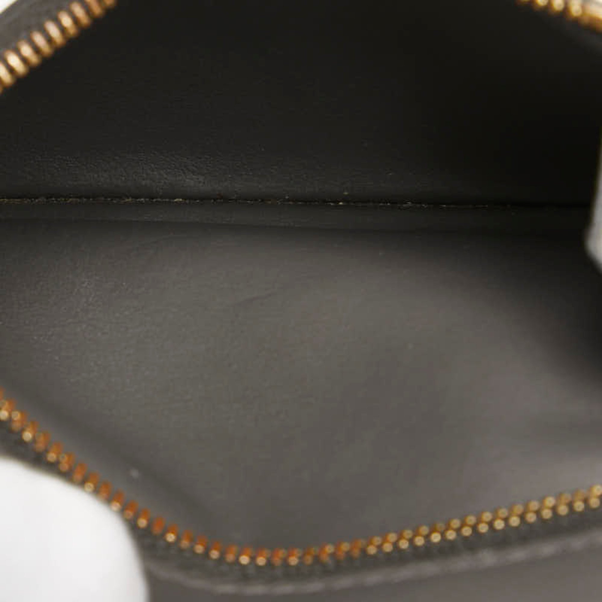 CELINE Large Strap Wallet Long Grey Leather Women's