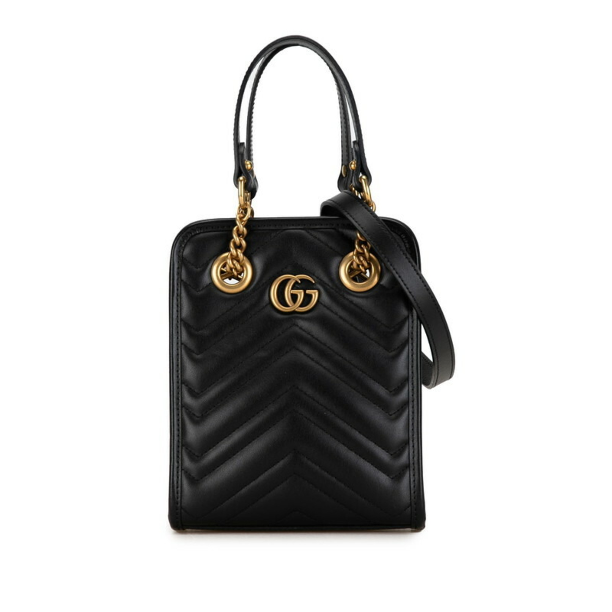 Gucci GG Marmont Quilted Handbag Shoulder Bag 696123 Black Leather Women's GUCCI