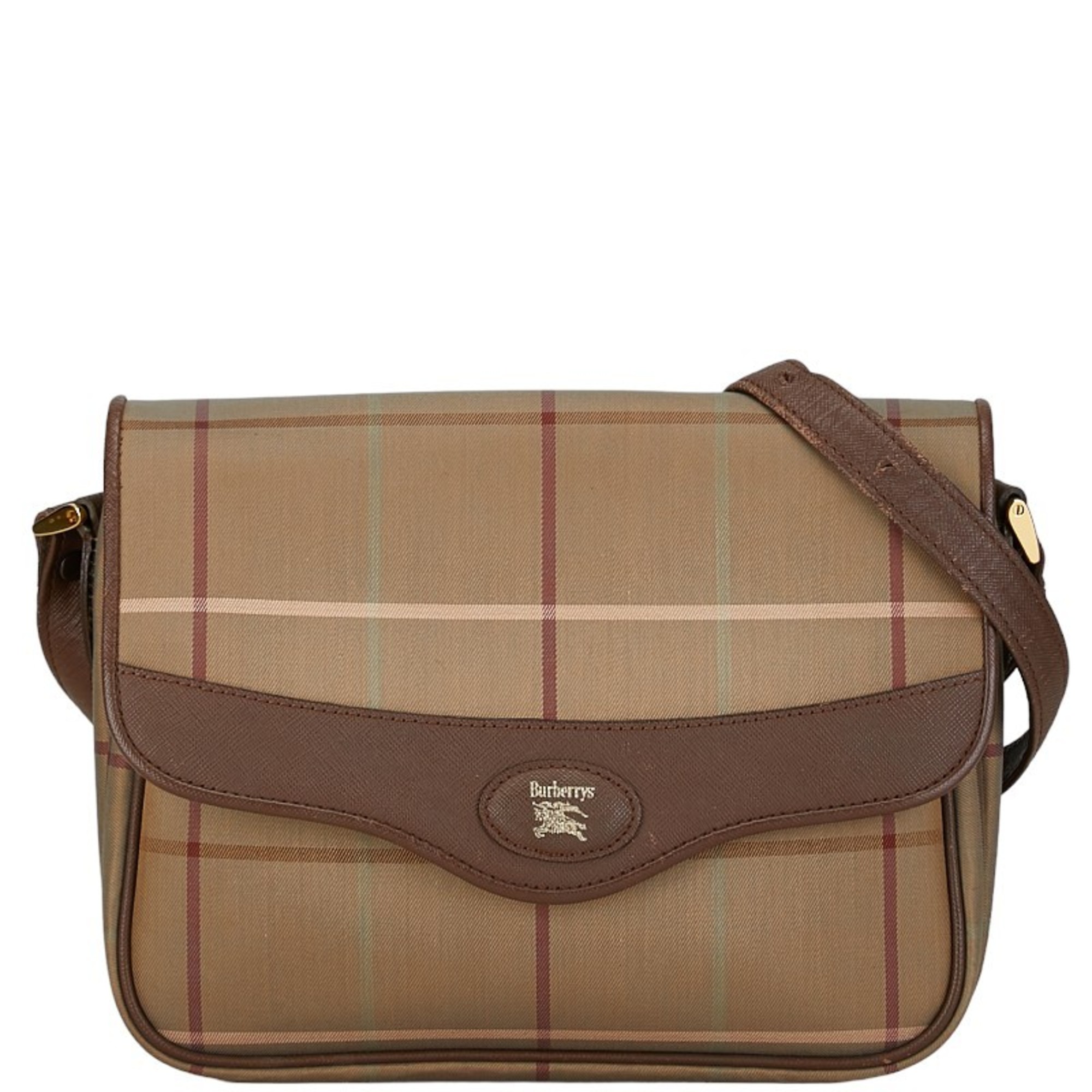 Burberry Check Jewel Beetle Shoulder Bag Brown Canvas Leather Women's BURBERRY