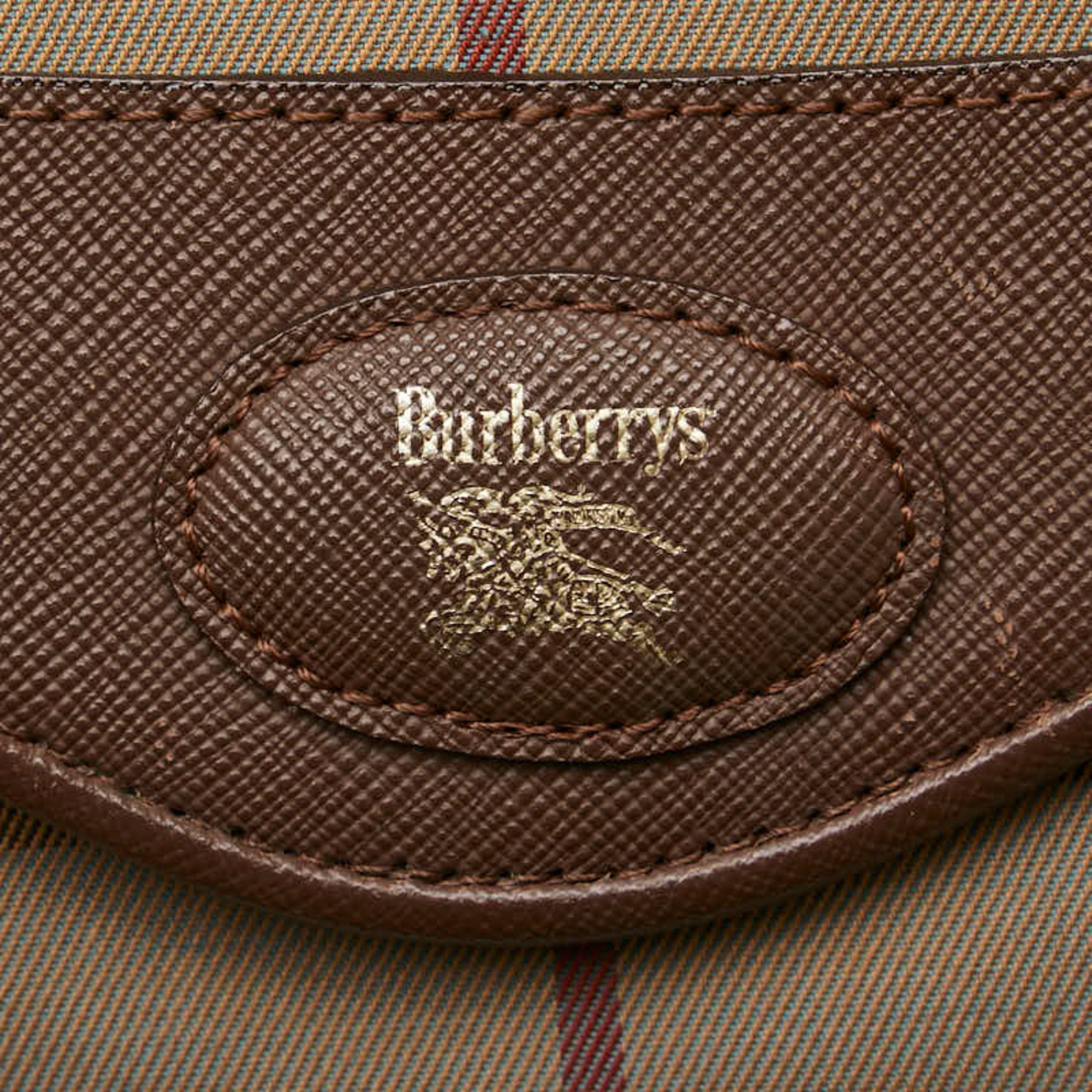 Burberry Check Jewel Beetle Shoulder Bag Brown Canvas Leather Women's BURBERRY