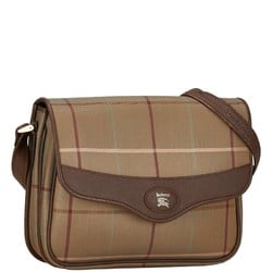 Burberry Check Jewel Beetle Shoulder Bag Brown Canvas Leather Women's BURBERRY