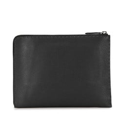 FENDI Selleria Clutch Bag Second 7M0225 Grey Leather Women's