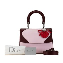 Christian Dior Dior Be Handbag Shoulder Bag Pink Brown Leather Women's
