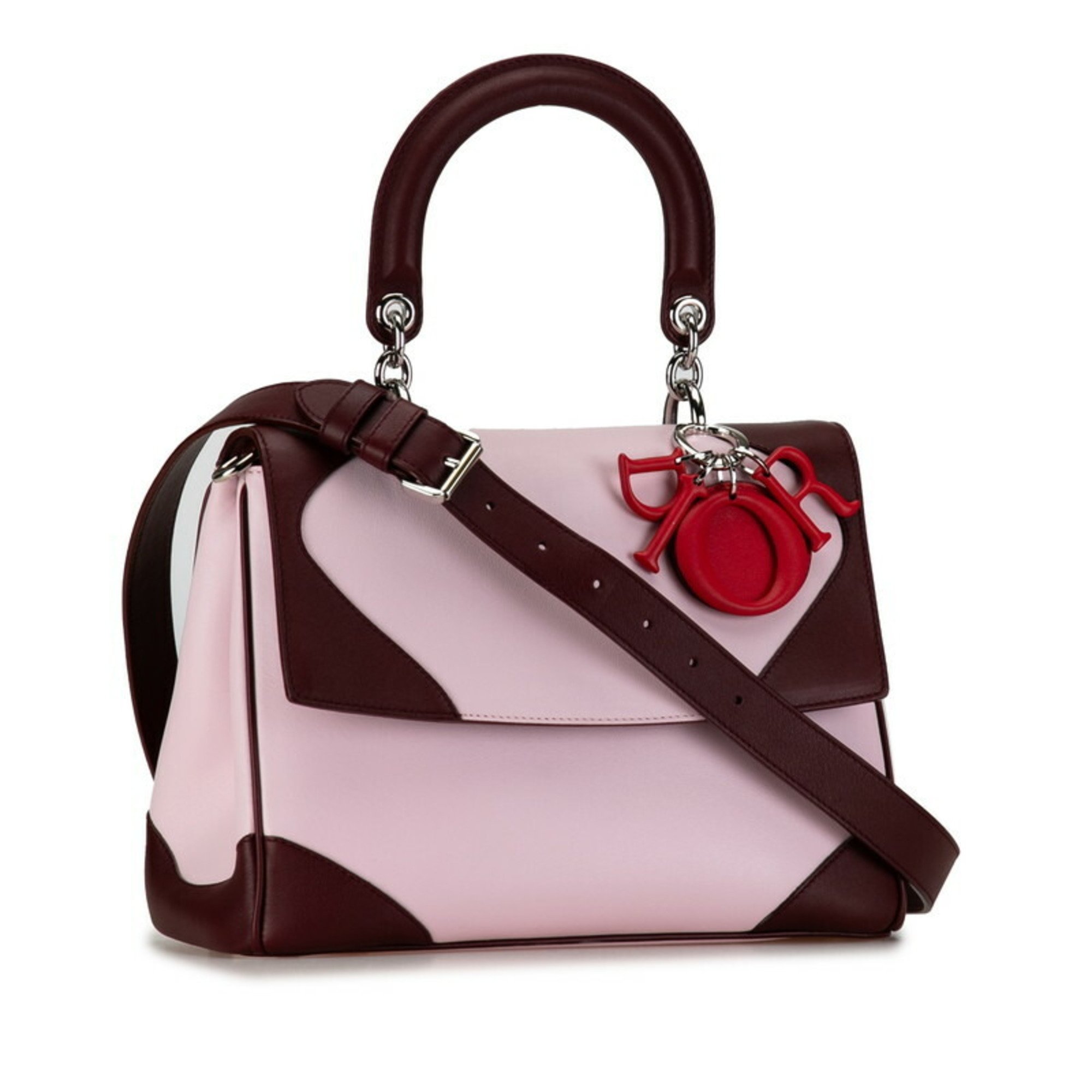 Christian Dior Dior Be Handbag Shoulder Bag Pink Brown Leather Women's