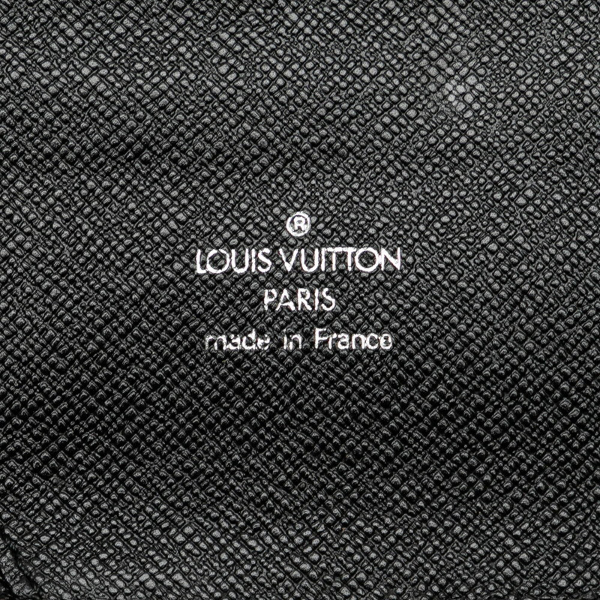 Louis Vuitton Taiga Organizer Atoll Round Long Wallet M30652 Black Leather Men's LOUIS VUITTON